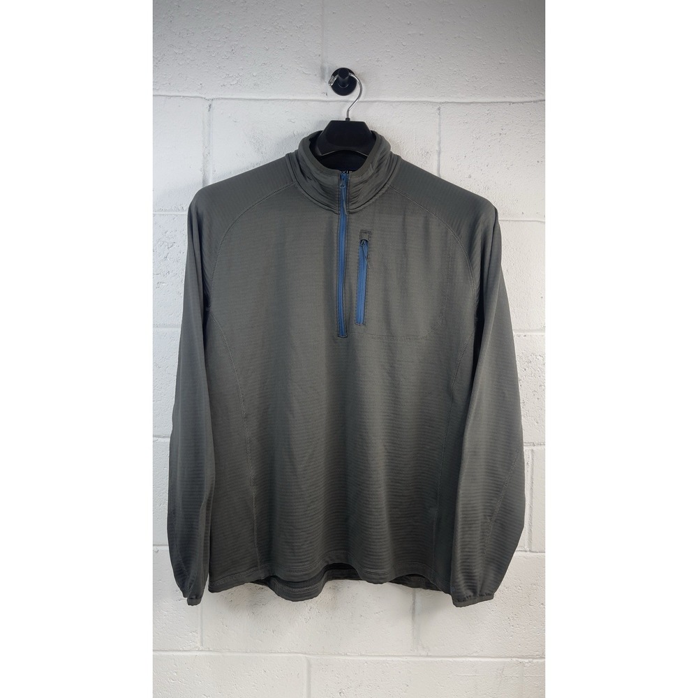 Orvis Pullover Mens L Gray  1/4 Zip Mock Neck Outdoor Horseshoe Hills Fleece EUC
